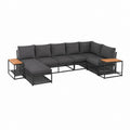 Gartenlounge Set Ecksofa Anthrazit Stahl Akazienholz 6-Sitzer 279 x 204 x 70 cm
