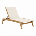 Gartenliege verstellbar Naturweiß Teak-Massivholz Polyestergewebe rechteckig 200 x 70 x 35 cm