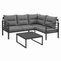 4-teiliges Gartensofa Ecklounge Anthrazit Stahl Polyester L-Form 210 x 210 cm