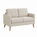2-Sitzer Sofa Beige Polyester Rechteckig mit Massivholzfüßen 139 x 78 x 84 cm