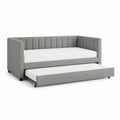 Ausziehbares Tagesbett mit Rollbett Grau Polyester Rechteckig 90 x 200 cm