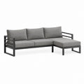 Garten-Loungesofa Ecksofa mit Ottomane Grau Aluminium Polyester 210 x 140 x 65 cm