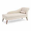 Chaiselongue Recamiere Beige mit Polyesterbezug und Massivholzbeinen 170 x 75 x 85 cm