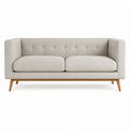 2-Sitzer Sofa Beige aus Polyester mit Knopfheftung 160 x 82 x 80 cm