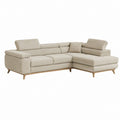 Ecksofa mit Recamiere Beige Polyester-Cord L-Form 260 x 170 x 85 cm