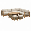 Gartensofa-Set Beige Akazien-Massivholz PE-Seil L-Form 250 x 250 cm