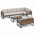 4-teiliges Gartenlounge-Set Beige mit Stahlgestell Akazienholz Ecksofa 244 x 184 cm und Couchtisch 100 x 60 cm
