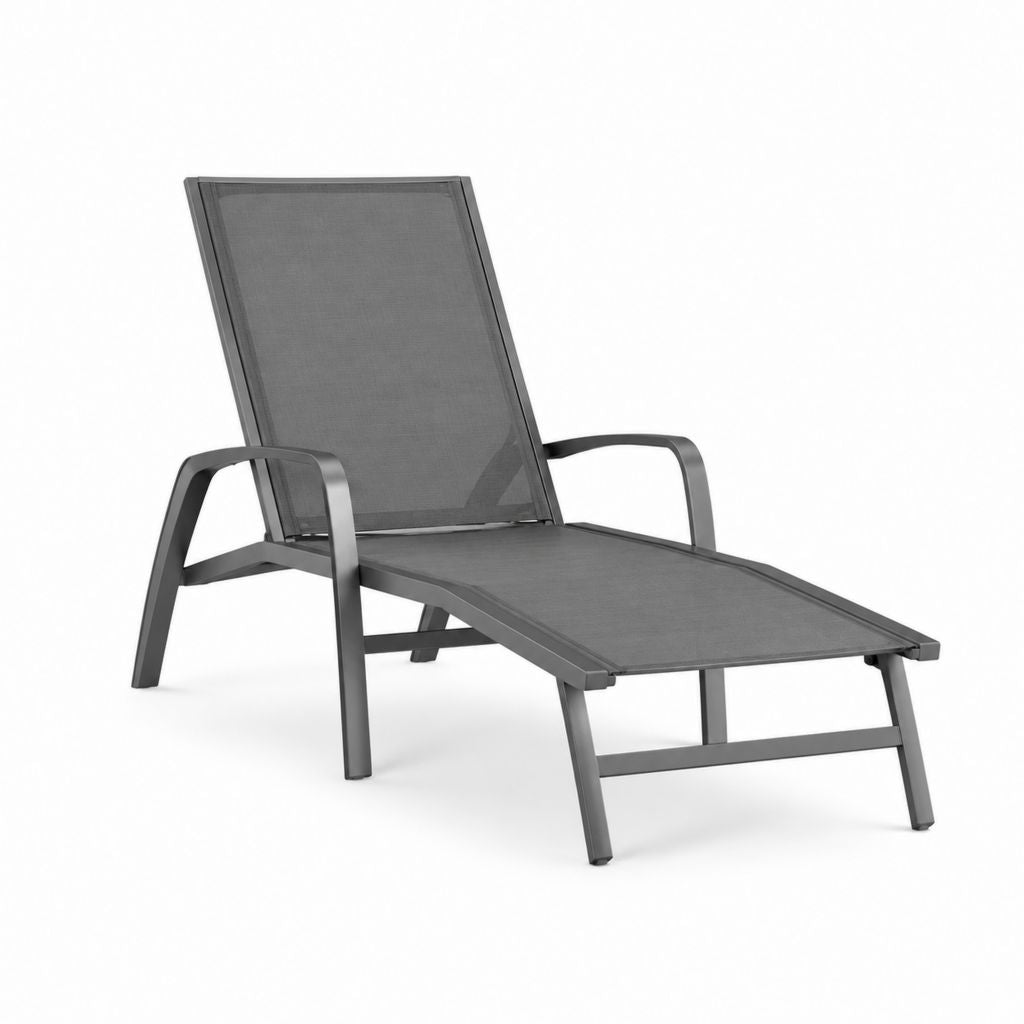 Gartenliege mit Armlehnen Anthrazit Aluminium Textilene 195 x 65 x 88 cm