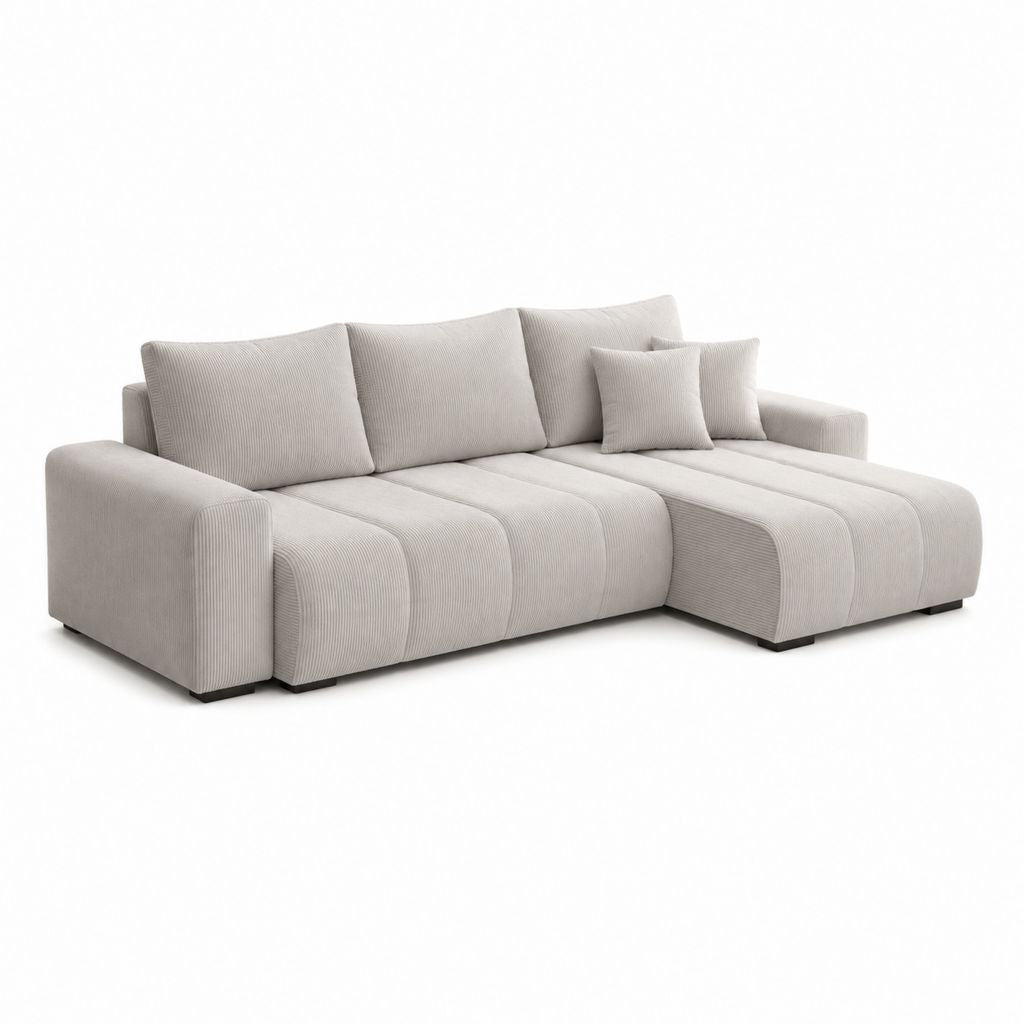 Ecksofa L-Form Beige Cord aus Polyester 280 x 170 x 85 cm