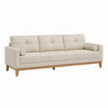 3-Sitzer Sofa Beige Polyester Rechteckig mit Massivholzfüßen 220 x 90 x 85 cm