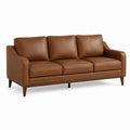 3-Sitzer Sofa Braun aus PU-Kunstleder mit Massivholzbeinen 210 x 88 x 86 cm