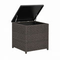 Garten-Aufbewahrungsbox dunkelgrau aus PE-Rattan und Stahl quadratisch 60 x 60 x 60 cm