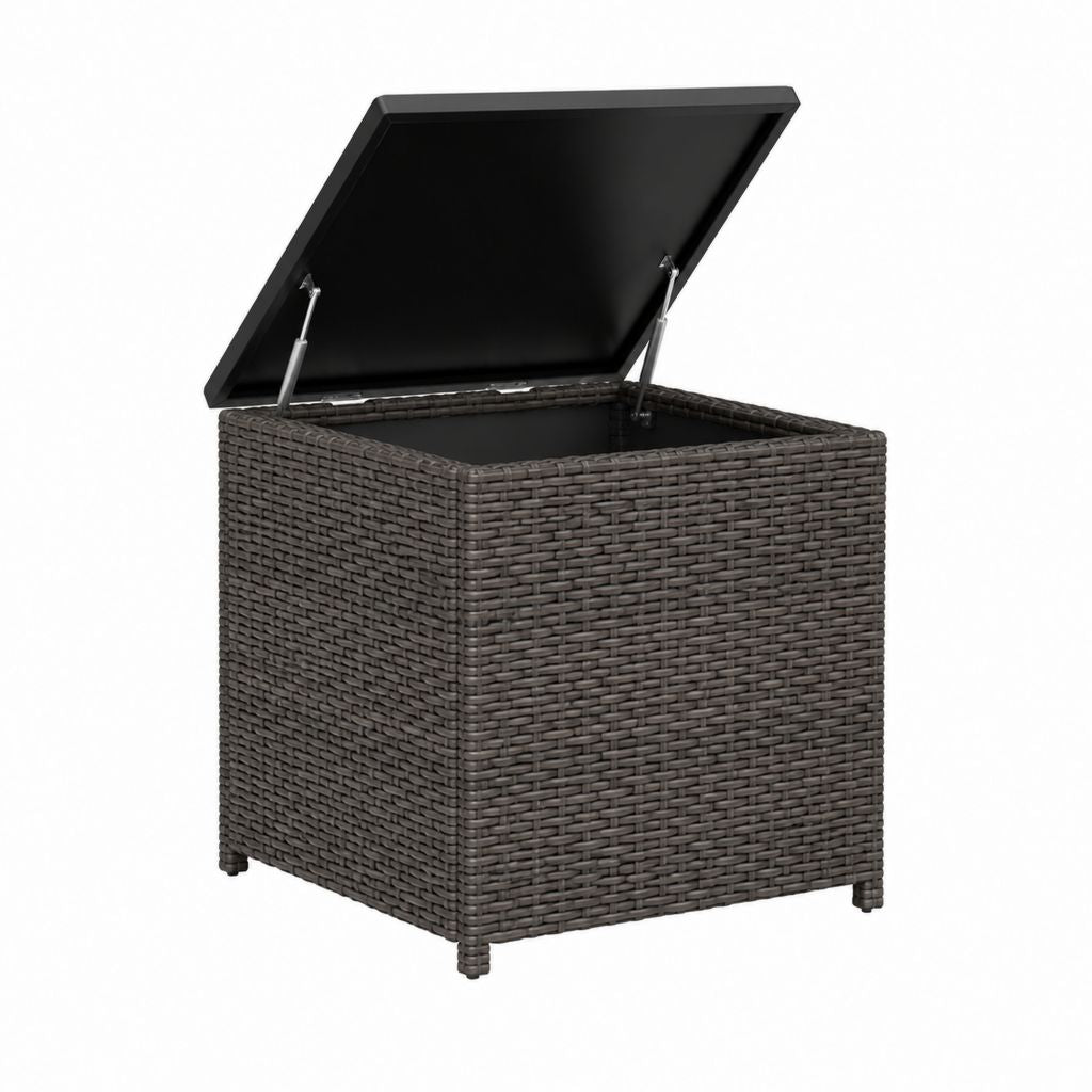 Garten-Aufbewahrungsbox dunkelgrau aus PE-Rattan und Stahl quadratisch 60 x 60 x 60 cm